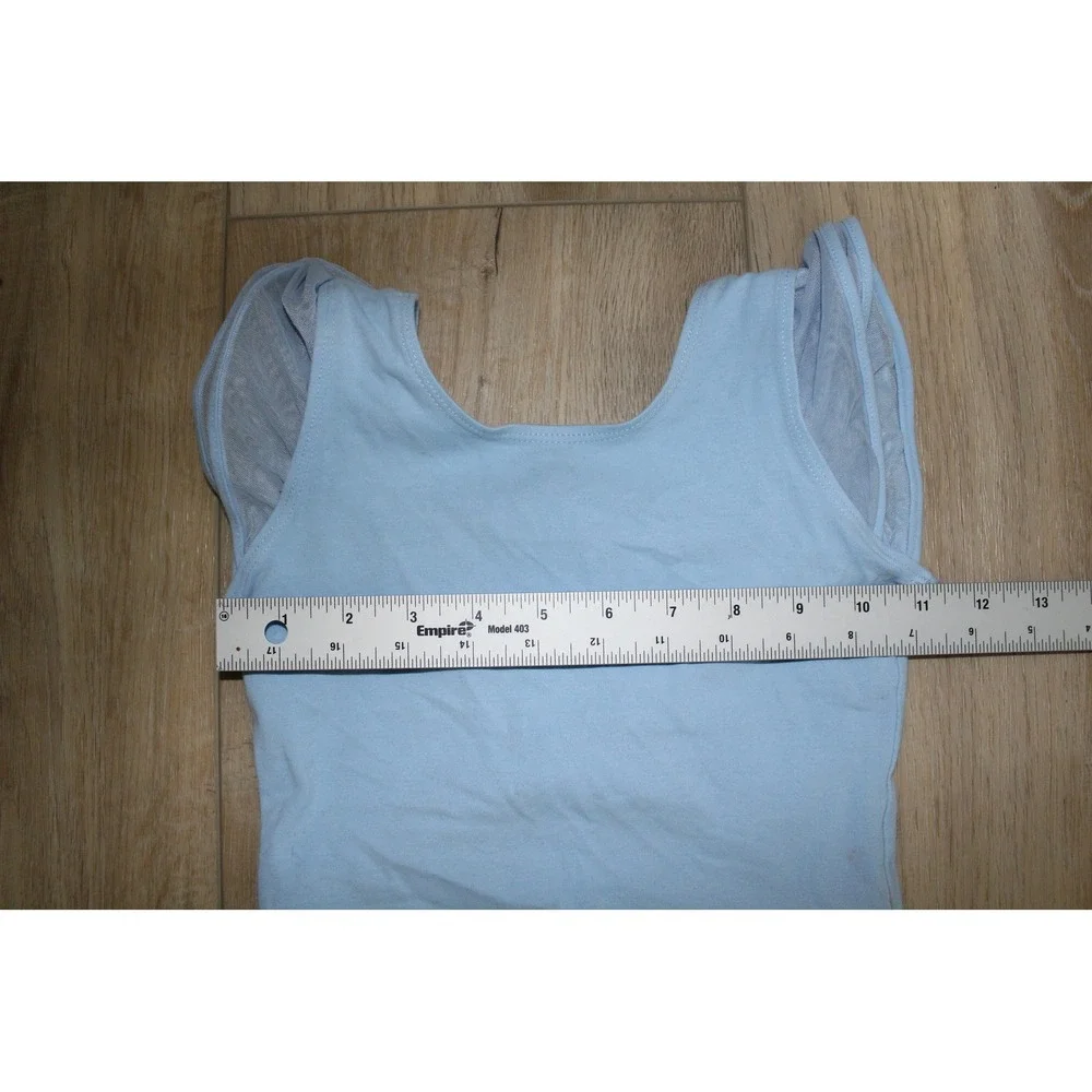 Girls Light Blue Ballet Leotard Mesh Skirt‎ Criss Cross Back Size M